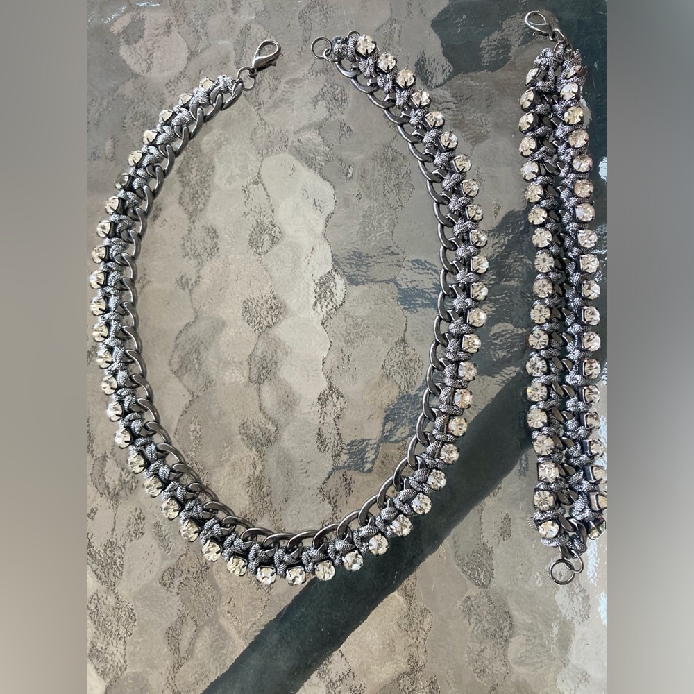 19in Diamond Rope Smoke Chrome Necklace & 8in Bracelet Set